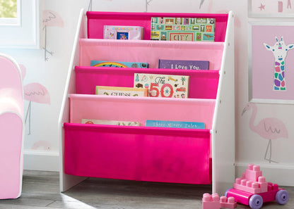 Delta Children White/Pink (130) Sling Book Rack Bookshelf for Kids, Hangtag View Bianca White (130)