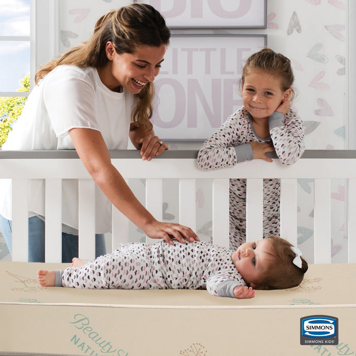 Simmons Kids SlumberTime Naturally 4-Inch Mini Crib Mattress, Lifestyle View