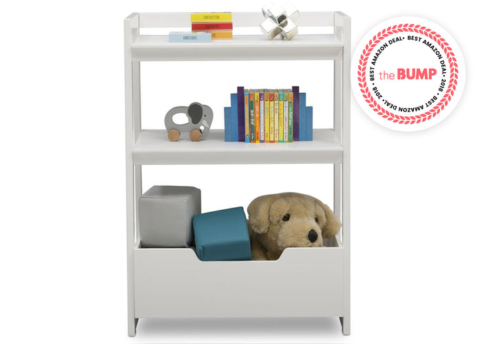 Delta Children Bianca White 130 Gateway Small Laddershelf (W101452), Front Silo with Props, b3b