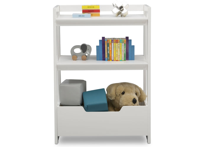 Delta Children Bianca White (130) Gateway Small Laddershelf (W101452), Front Silo with Props, b3b