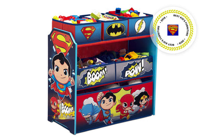 Delta Children Style 1 Super Friends (Batman | Robin | Superman | Wonder Woman | The Flash) Multi-Bin Toy Organizer