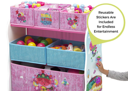 Delta Children Trolls World Tour (1177) Design and Store 6 Bin Toy Organizer, Stickers View