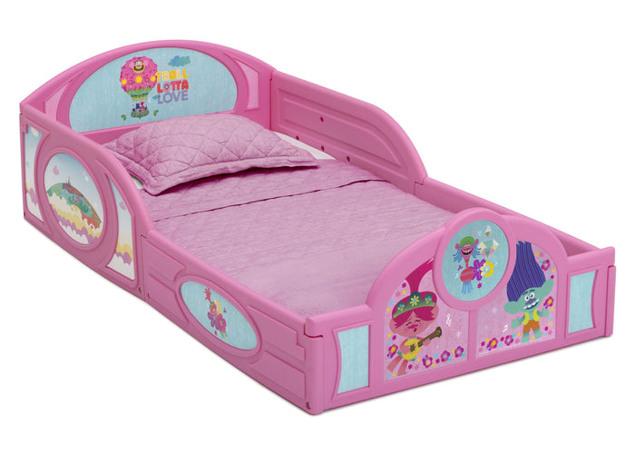 Delta Children Trolls World Tour (1177) Plastic Sleep and Play Toddler Bed, Right Silo View