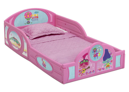 Delta Children Trolls World Tour (1177) Plastic Sleep and Play Toddler Bed, Right Silo View