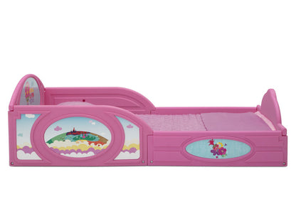 Delta Children Trolls World Tour (1177) Plastic Sleep and Play Toddler Bed, Right Side Silo View