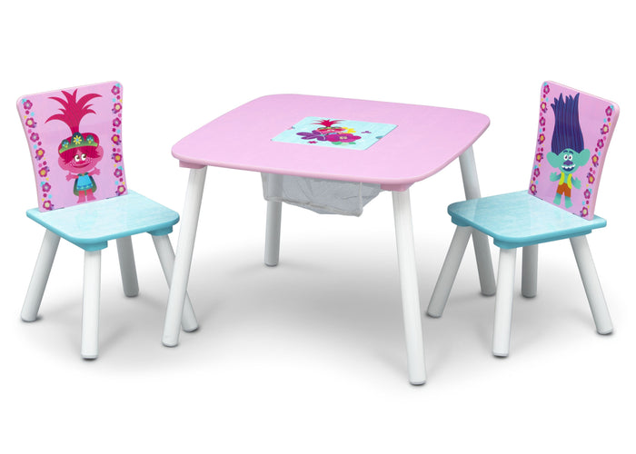 Delta Children Trolls World Tour (1177) Table and Chair Set with Storage, Left Silo View