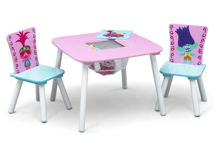 Delta Children Trolls World Tour (1177) Table and Chair Set with Storage, Right Silo View with Open Storage