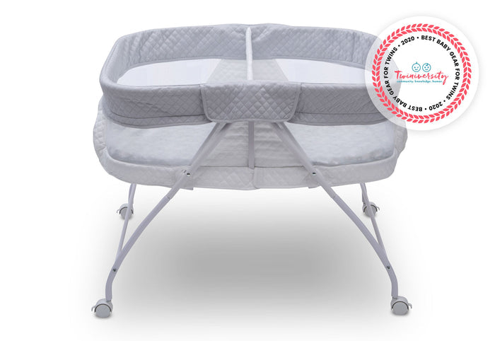 Little Folks by Delta Children Aqua Geo (2040) Twin EZ Fold Ultra Compact Double Bassinet