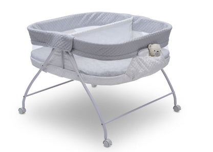 Little Folks by Delta Children Aqua Geo (2040) Twin EZ Fold Ultra Compact Double Bassinet, Right Silo View