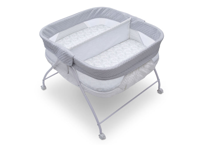Little Folks by Delta Children Aqua Geo (2040) Twin EZ Fold Ultra Compact Double Bassinet, Top Silo View