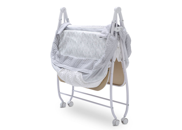 Little Folks by Delta Children Aqua Geo (2040) Twin EZ Fold Ultra Compact Double Bassinet, Folded View