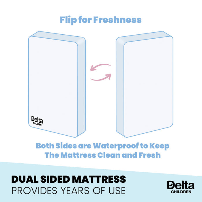 Delta Children Twinkle Stars 4-Inch Mini Crib Mattress, Dual Sided View