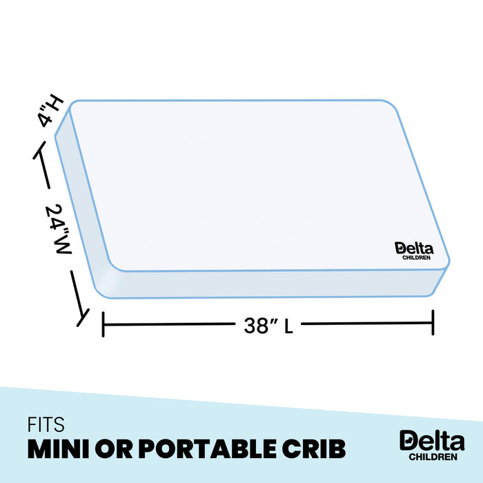 Delta Children Twinkle Stars 4-Inch Mini Crib Mattress, Dimensions View