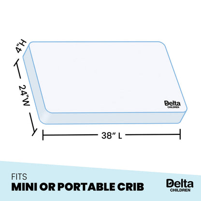 Delta Children Twinkle Stars 4-Inch Mini Crib Mattress, Dimensions View