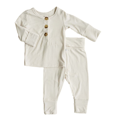 2pc Bamboo Button Top & Bottom | Eggshell
